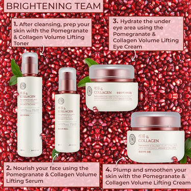 The Face Shop Pomegranate & Collagen Face Cream With 10% Marine Collagen & Pomegranate Extracts | Day & Night Cream to smooth wrinkles & give intense moisturization | Suitable For All Skin Types, 100Ml